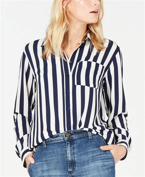 michael kors womens linen blouse real real|Michael Kors striped top.